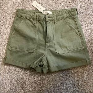 Harper Olive Utility High-Rise Cuffed Shorts